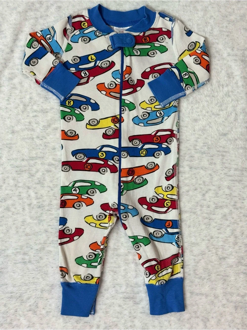 Hanna Andersson Race Car Zip Sleeper 6-9M Baby Organic Cotton Cars Neutral